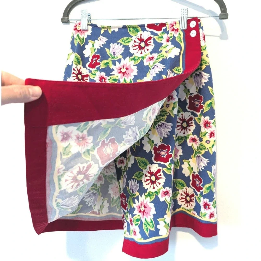 Vintage Talbots Floral Summer Wrap Skirt A Line - Picture 3 of 8